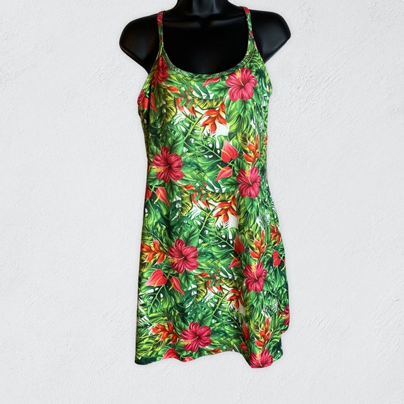 EVCR Pants - EVCR NWT Tropical RACERBACK TENNIS BODYSUIT DRESS w/shorts | L